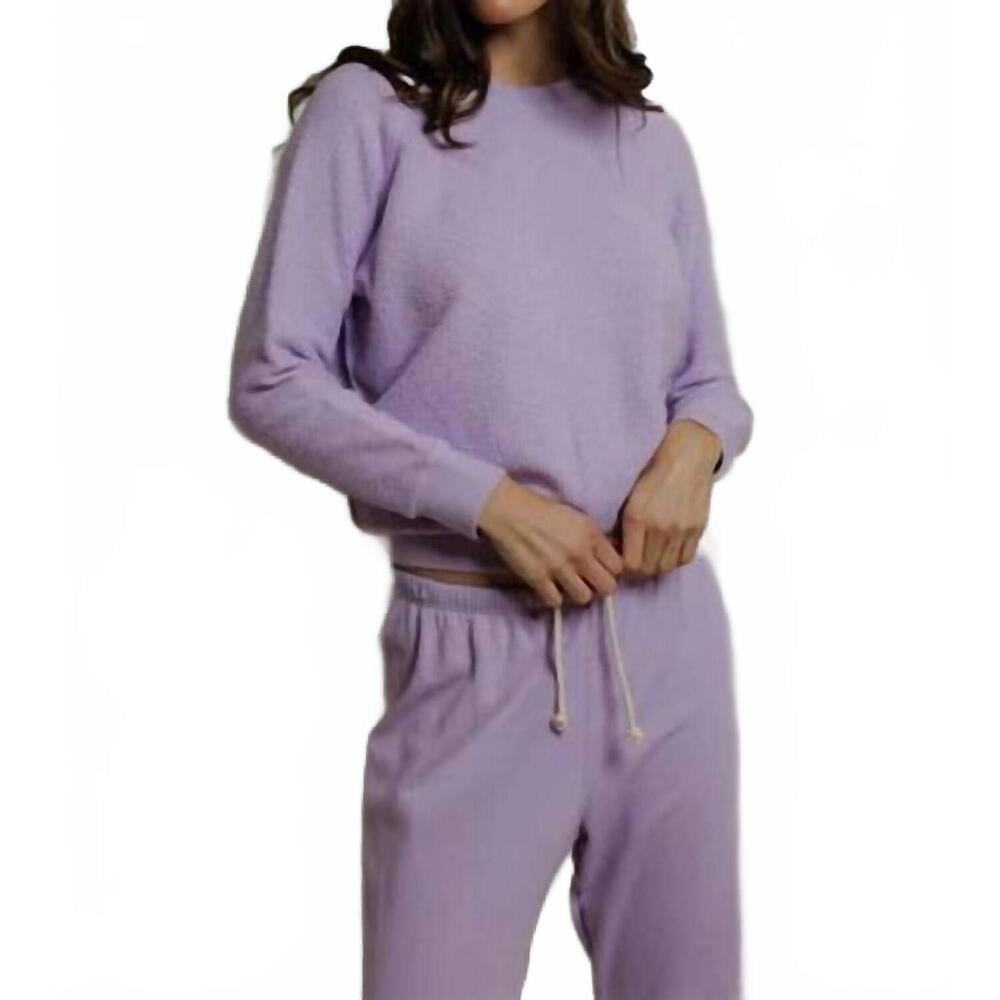 NEW PERFECTWHITETEE ziggy reverse fleece crewneck sweatshirt in ultraviolet - Picture 4 of 8